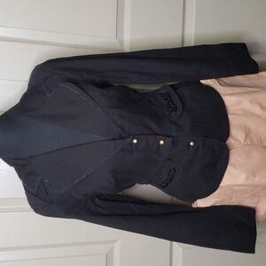 NWOT aziz Black embroidered boho black long sleeve 3 button blazer small & large